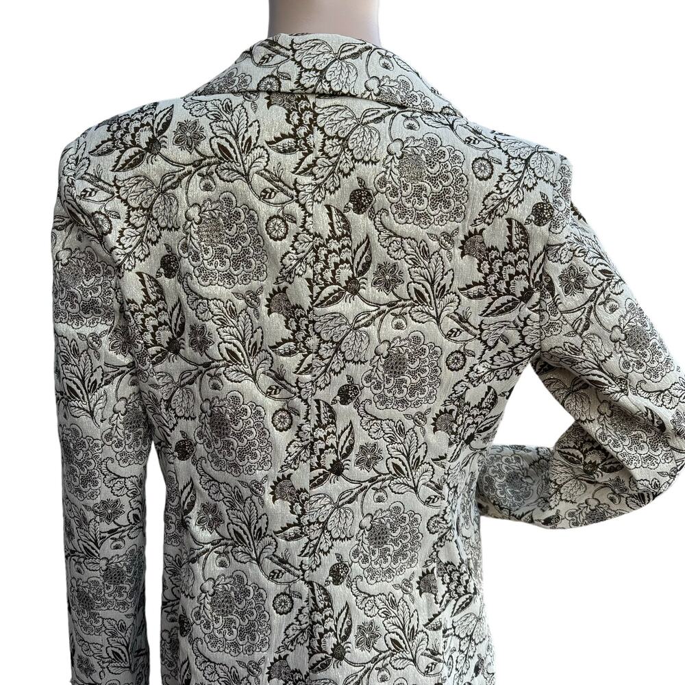 KAOS Italy Cream Brown Metallic Floral Brocade Mid Coat IT 48 US XL / 12 NWOT - Picture 7 of 9